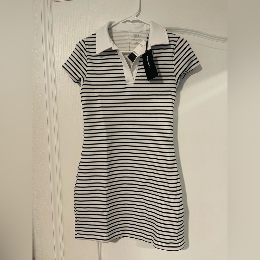Abercrombie YPB Navy and White Striped Polo Dress